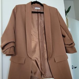 Womens Italian Long Brown Blazer
